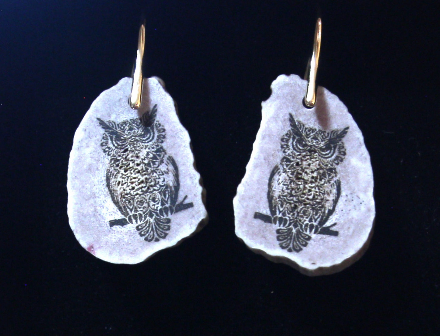Antler owl earrings
