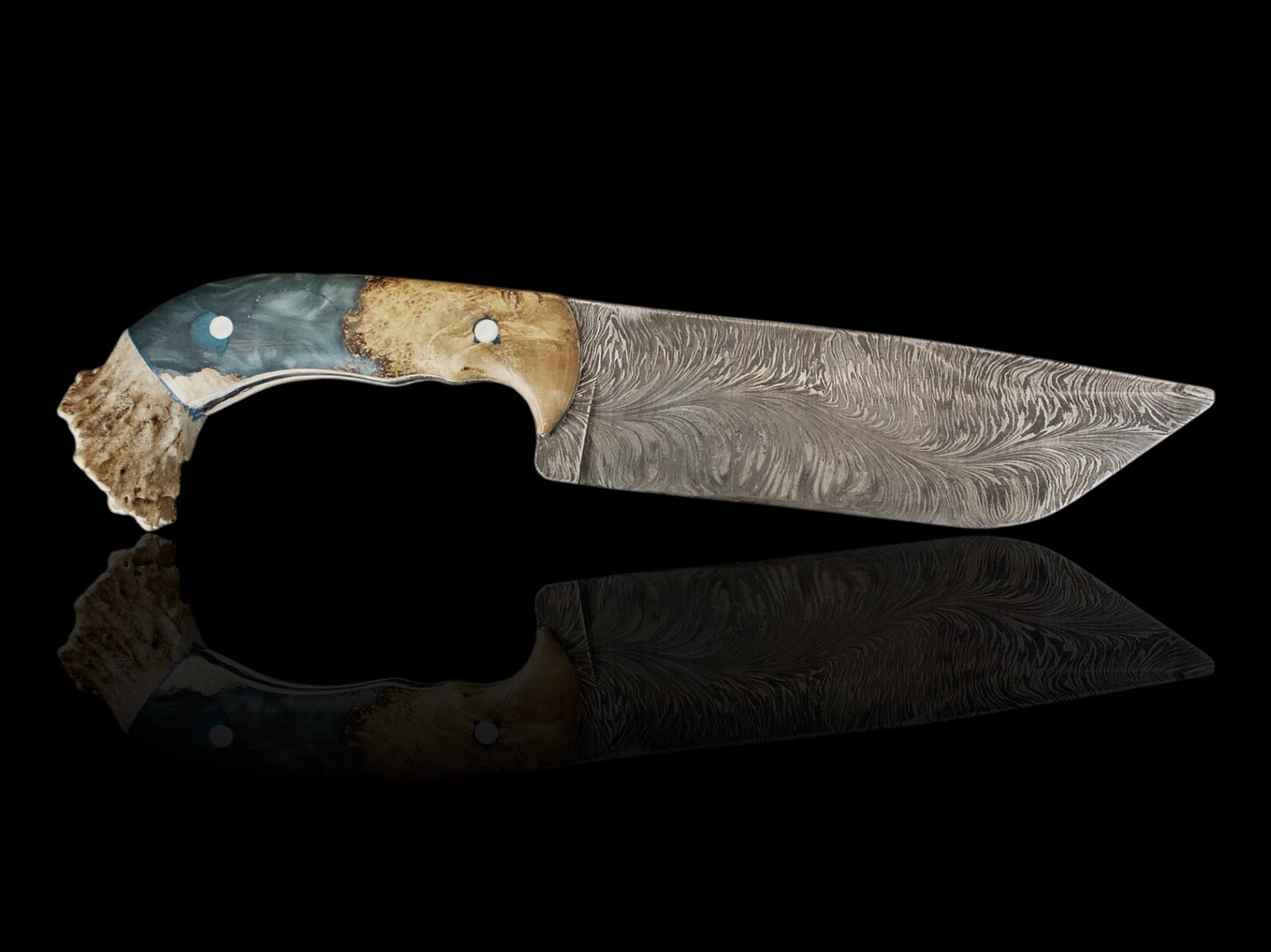 Custom Knife | Wood | Epoxy | Damascus Steel