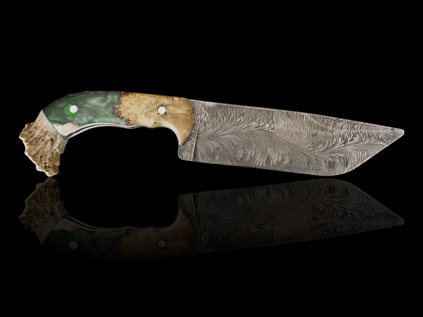 Custom Knife | Wood | Epoxy | Damascus Steel