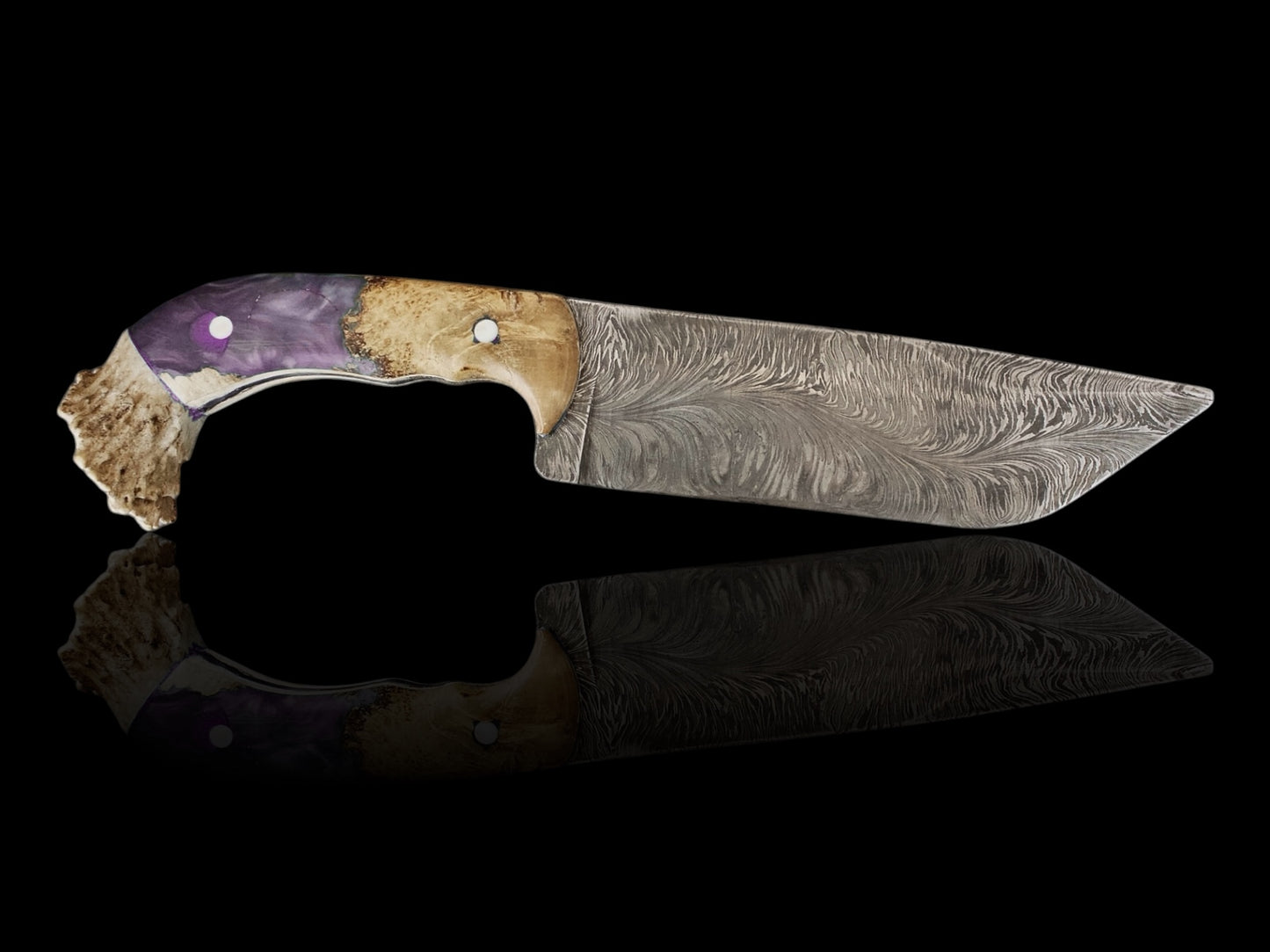 Custom Knife | Wood | Epoxy | Damascus Steel