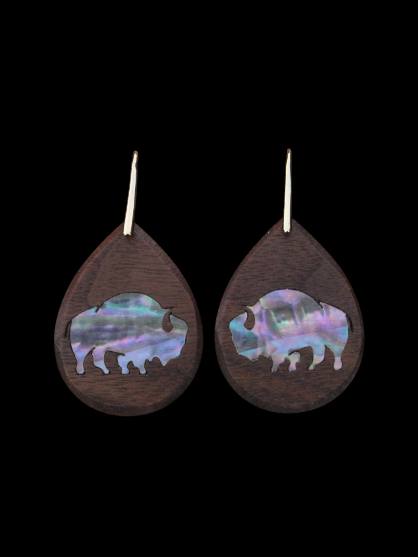 ABALONE BISON EARRINGS | WALNUT