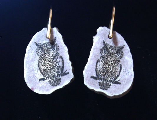 Antler owl earrings