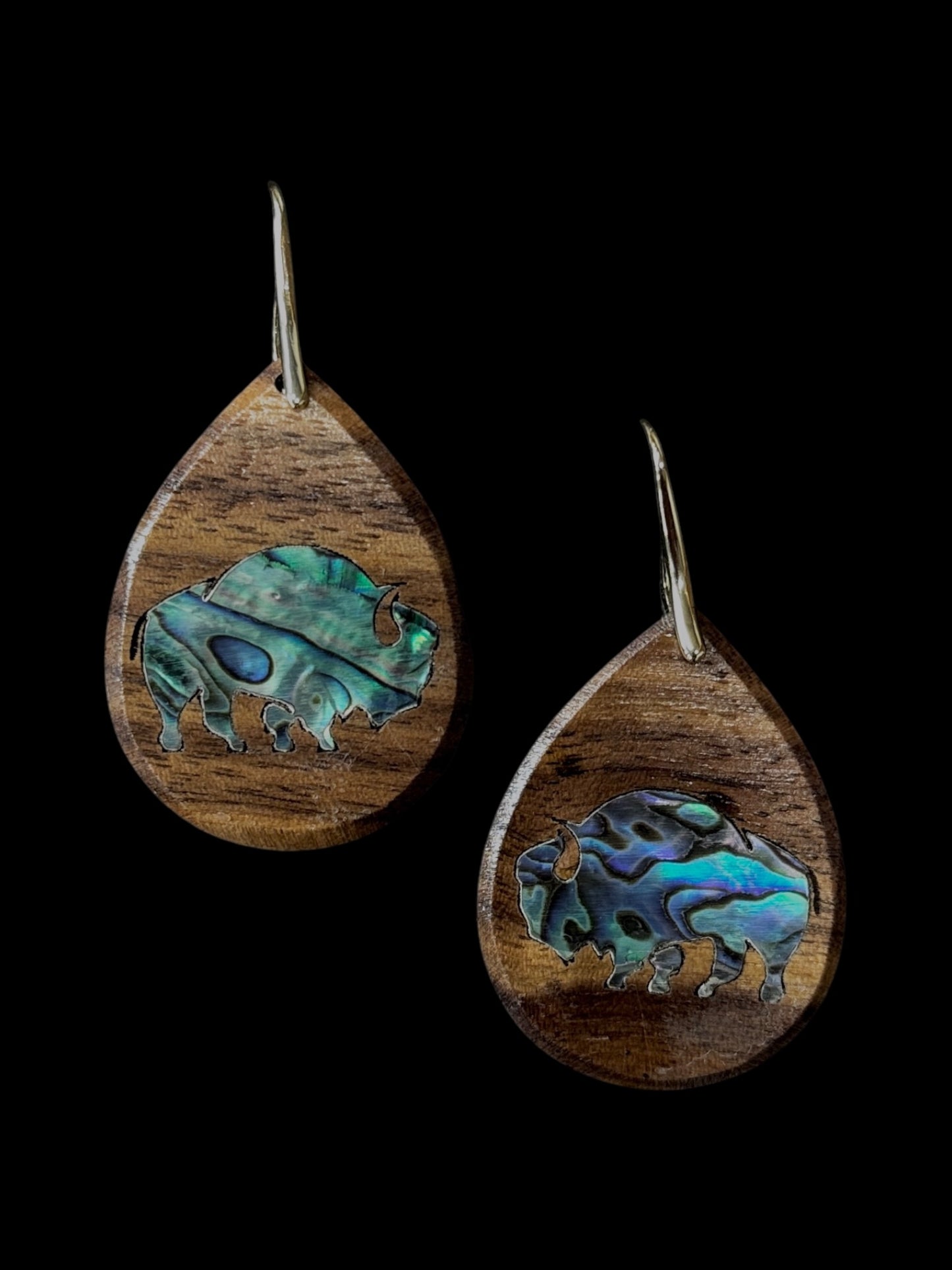 ABALONE BISON EARRINGS | WALNUT